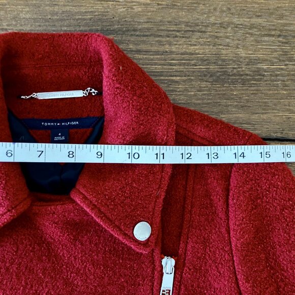 Tommy Hilfiger Red Wool Blend Moto Style Jacket - Size 4 - Picture 8 of 13